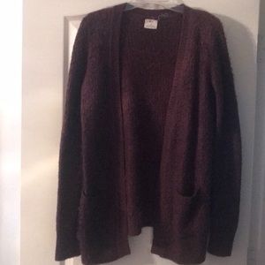 Fuzzy burgundy cardigan